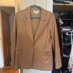 The Drop Women's Faux Leather Blazer - Tan